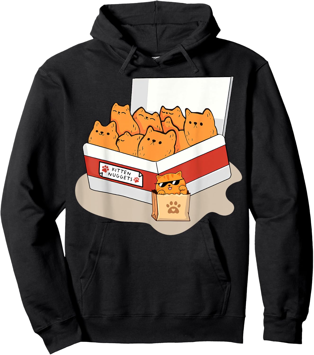 Kitten Nuggets Food Pun Gifts , Women, Kid, Cat Lover Hoodie - Hoodie | Black