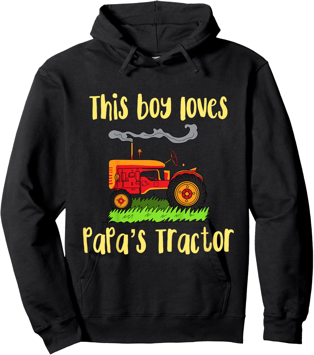 Kids Grandpas Tractor Gift- Just a boy who loves PaPa's Tractor Hoodie - Hoodie | Black