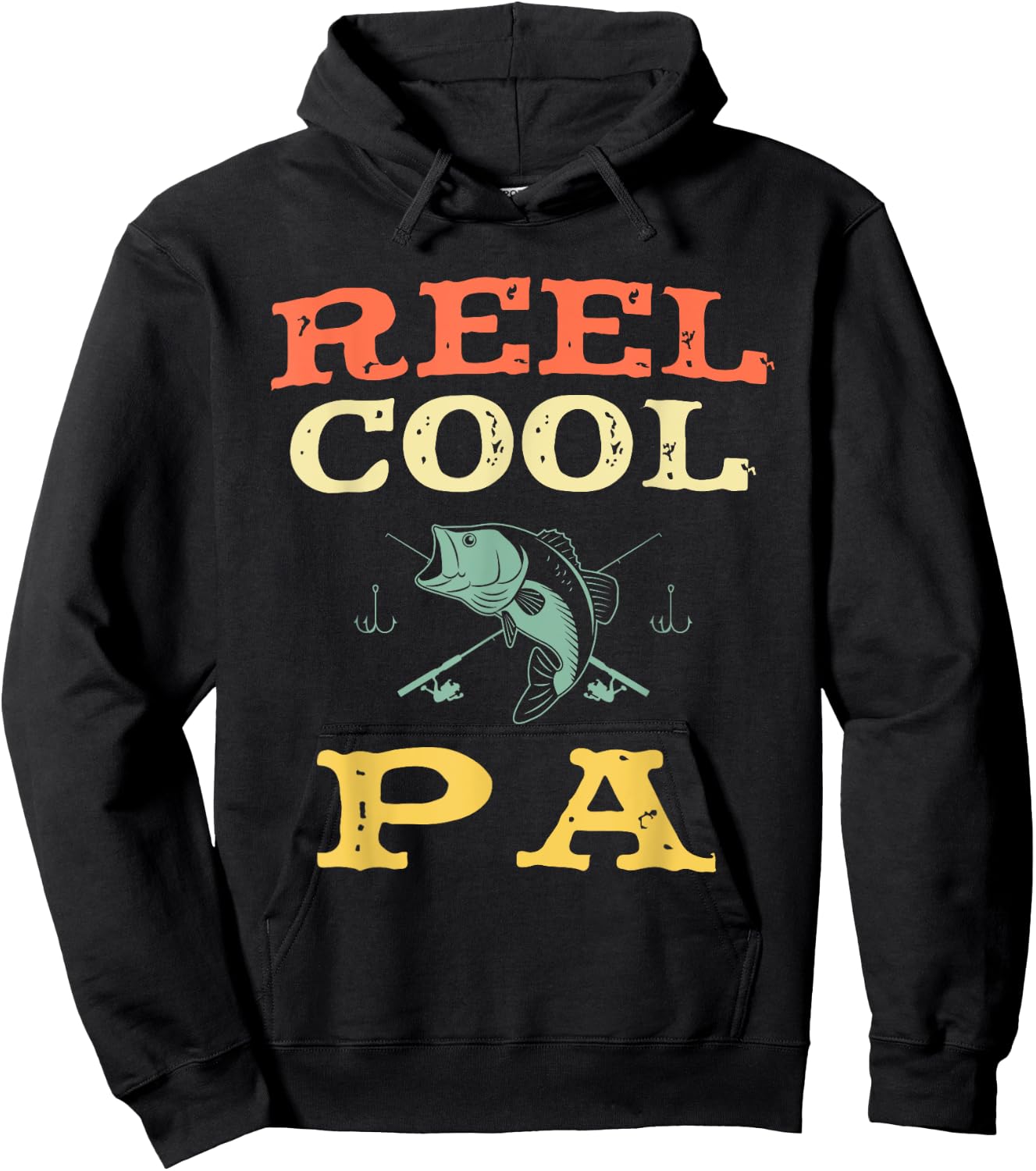 Reel Cool Pa Fishing Fisherman Funny Vintage Hoodie - Hoodie | Black