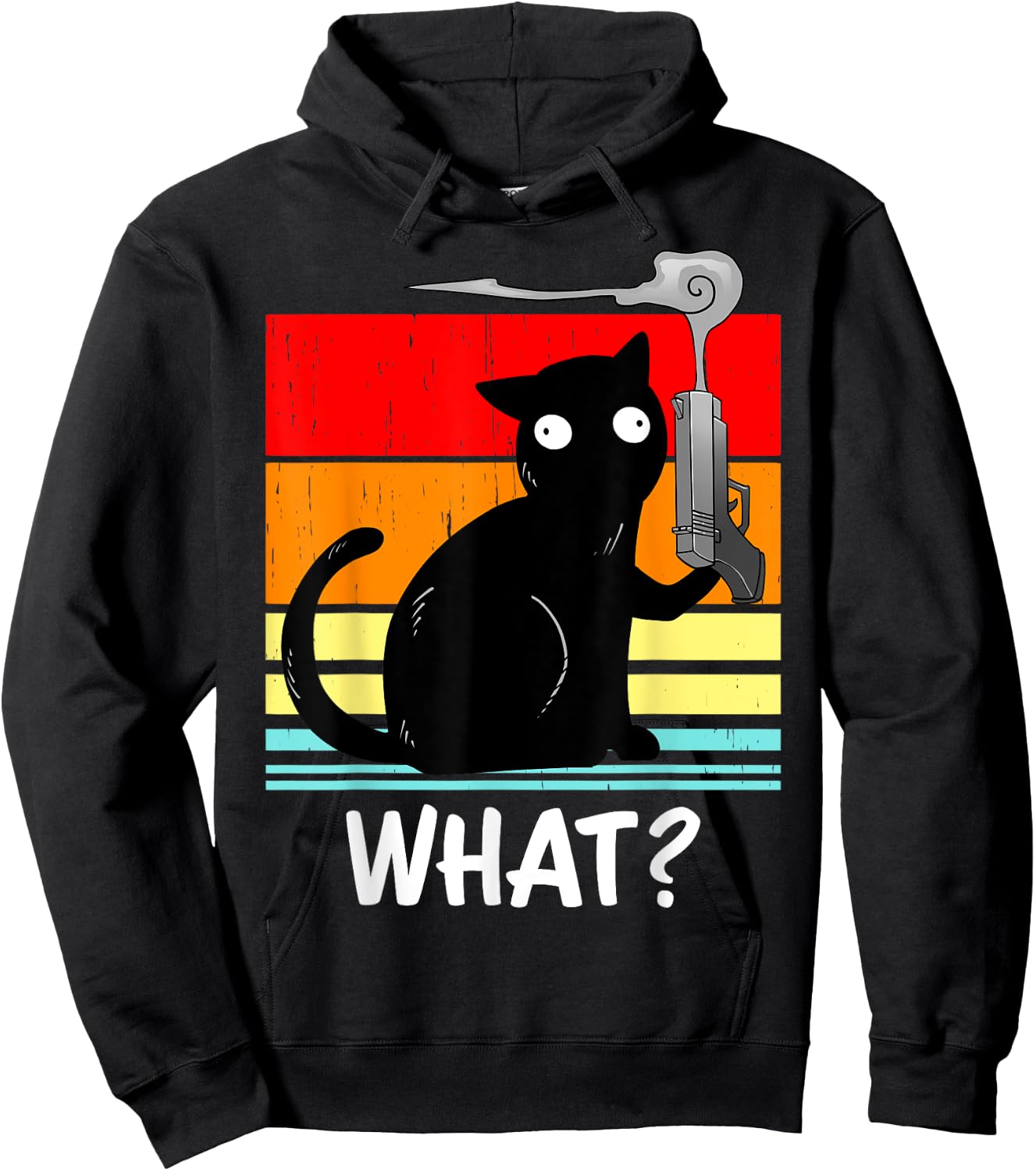 Cat What? Murderous Black Cat With Gun Halloween Costume Hoodie - Hoodie | Black