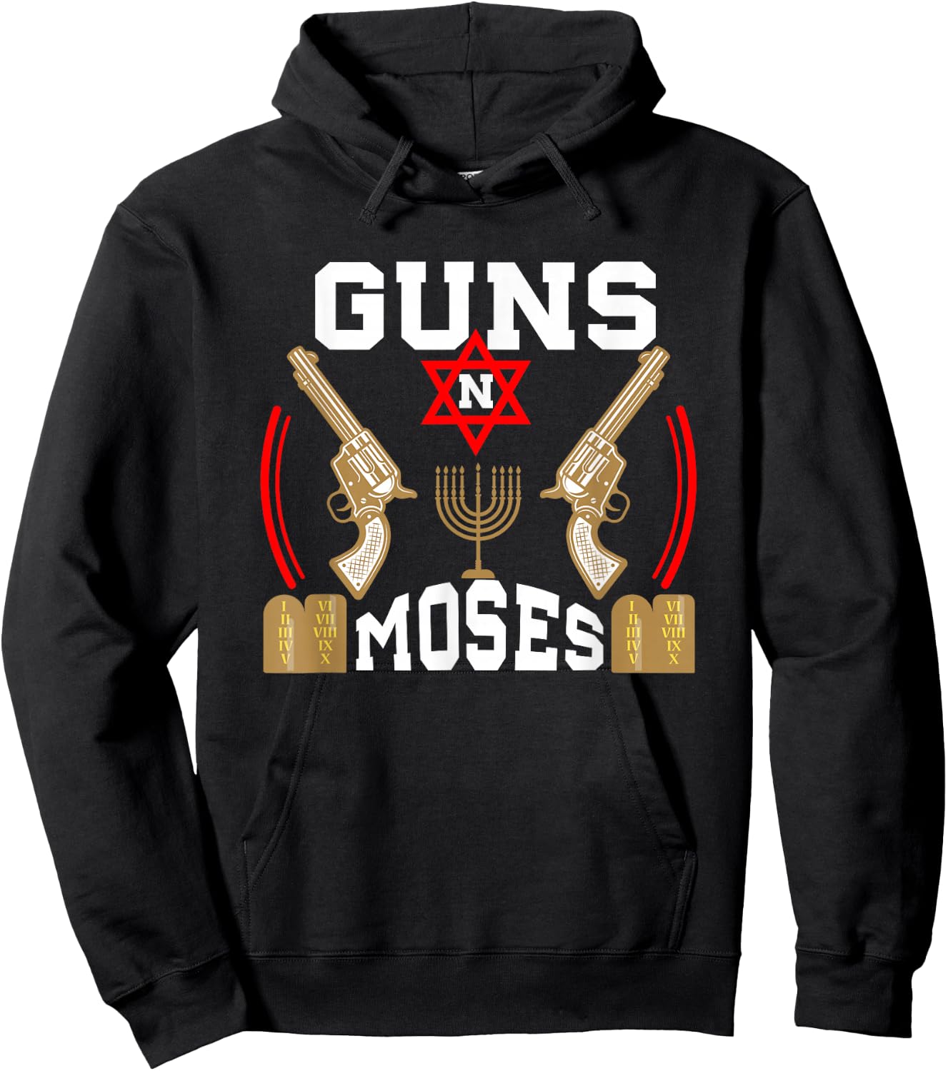 Guns N Moses Jewish Army Judaism Hebrew Hoodie - Hoodie | Black