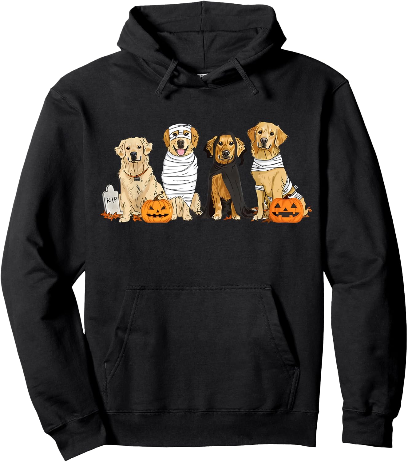 Golden Retriever Ghost Dog Halloween Golden Retriever Witch Men Women Hoodie - Hoodie | Black