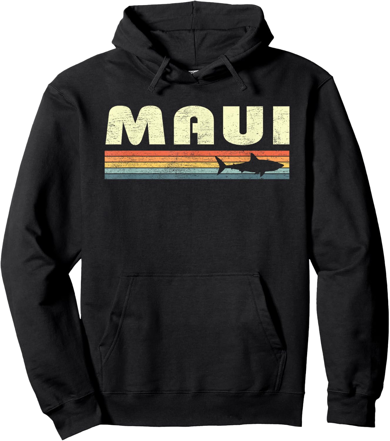 Maui Hawaii Vintage Shark Souvenir Retro Graphic Kids Hoodie - Hoodie | Black