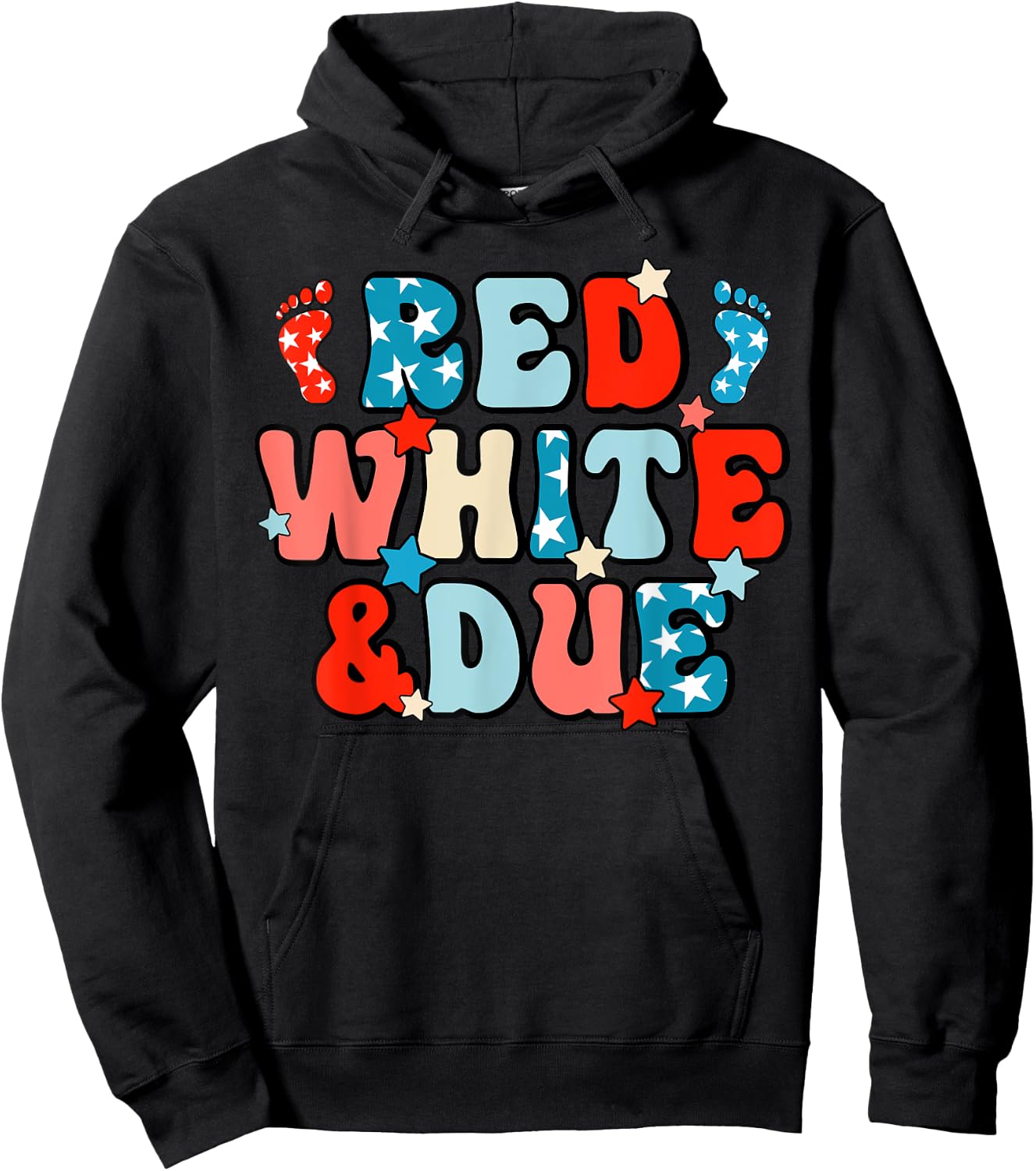 Red White And Due Pregnancy Announcement 4th Of July Hoodie - Hoodie | Black