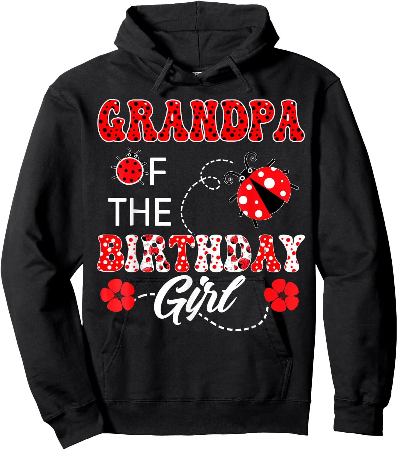 Grandpa Of The Birthday Girl Family Matching Ladybug Hoodie - Hoodie | Black