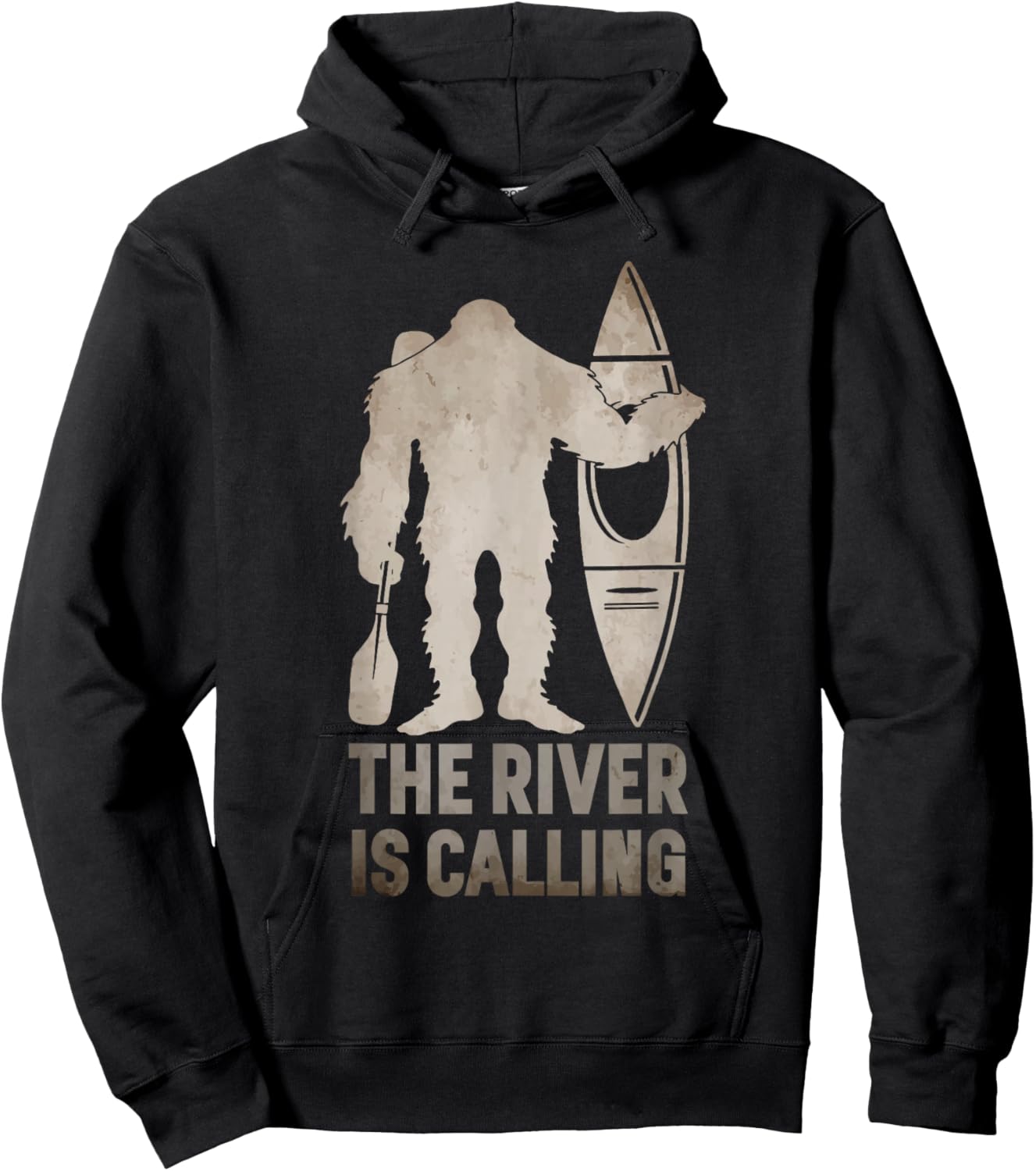 Bigfoot River Kayak | Sasquatch Camping Canoe Gift Hoodie - Hoodie | Black