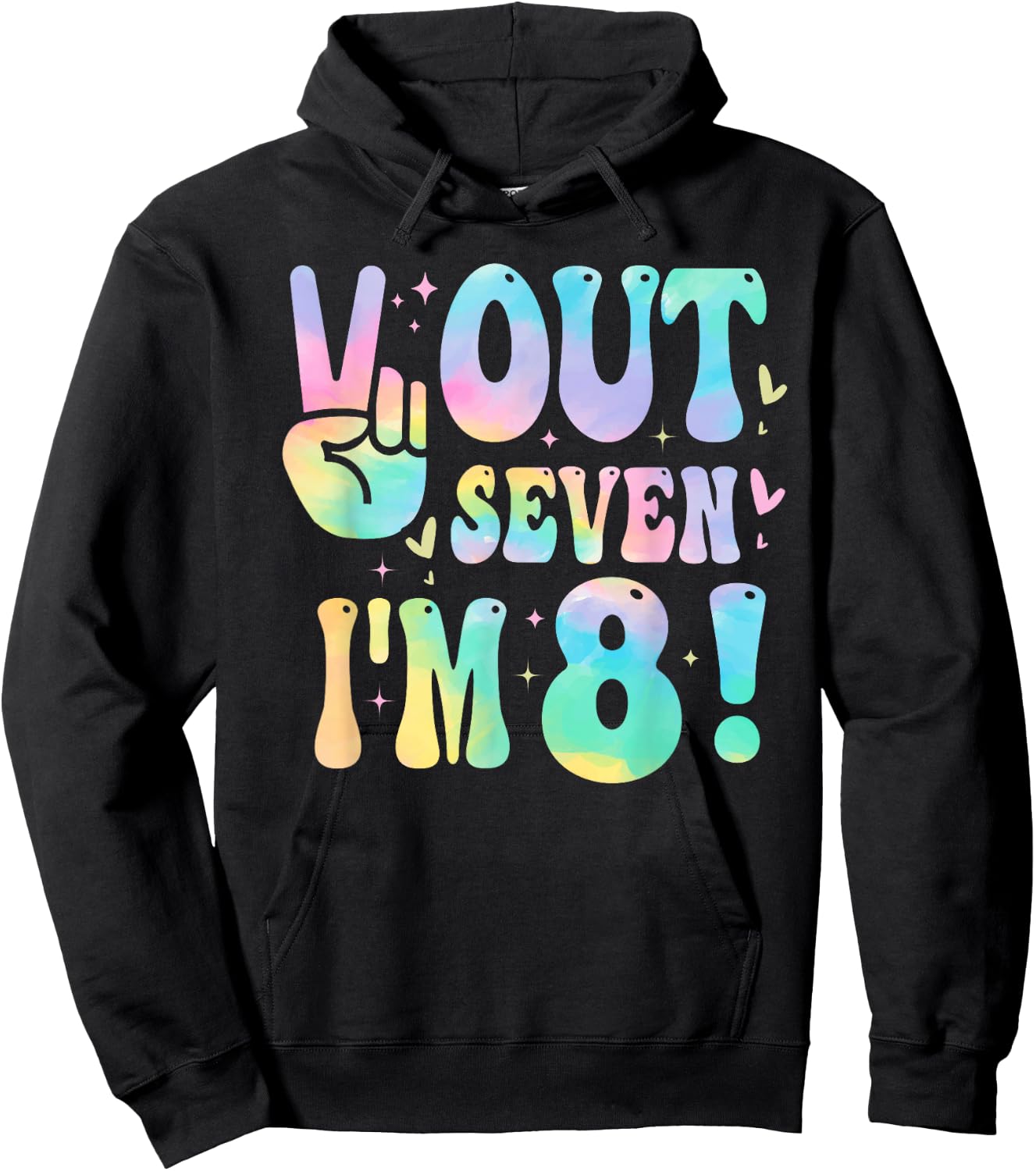 Peace Out Seven I'm 8 Year Old Girl 8th Birthday Tie Dye Hoodie - Hoodie | Black