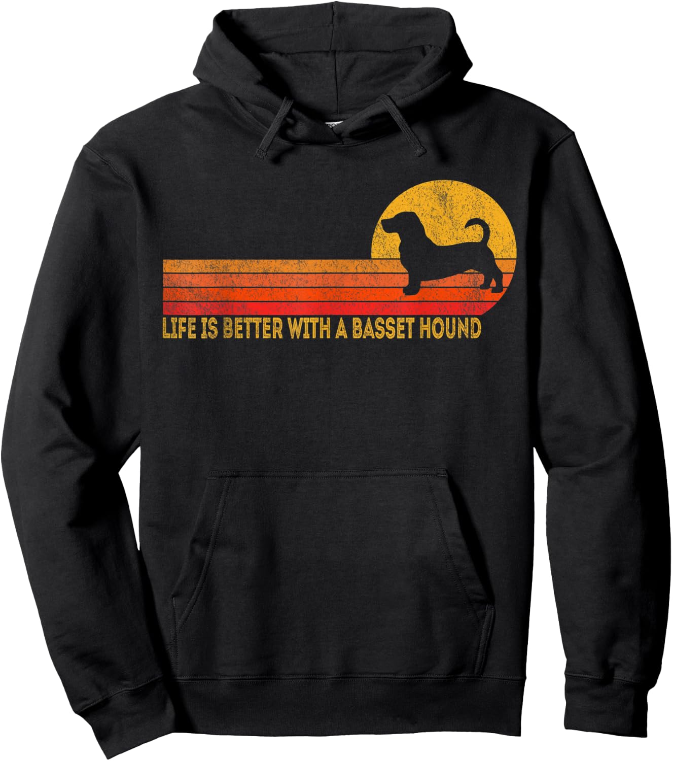 Life Is Better With A Basset Hounds Retro Basset Hound Hoodie - Hoodie | Black