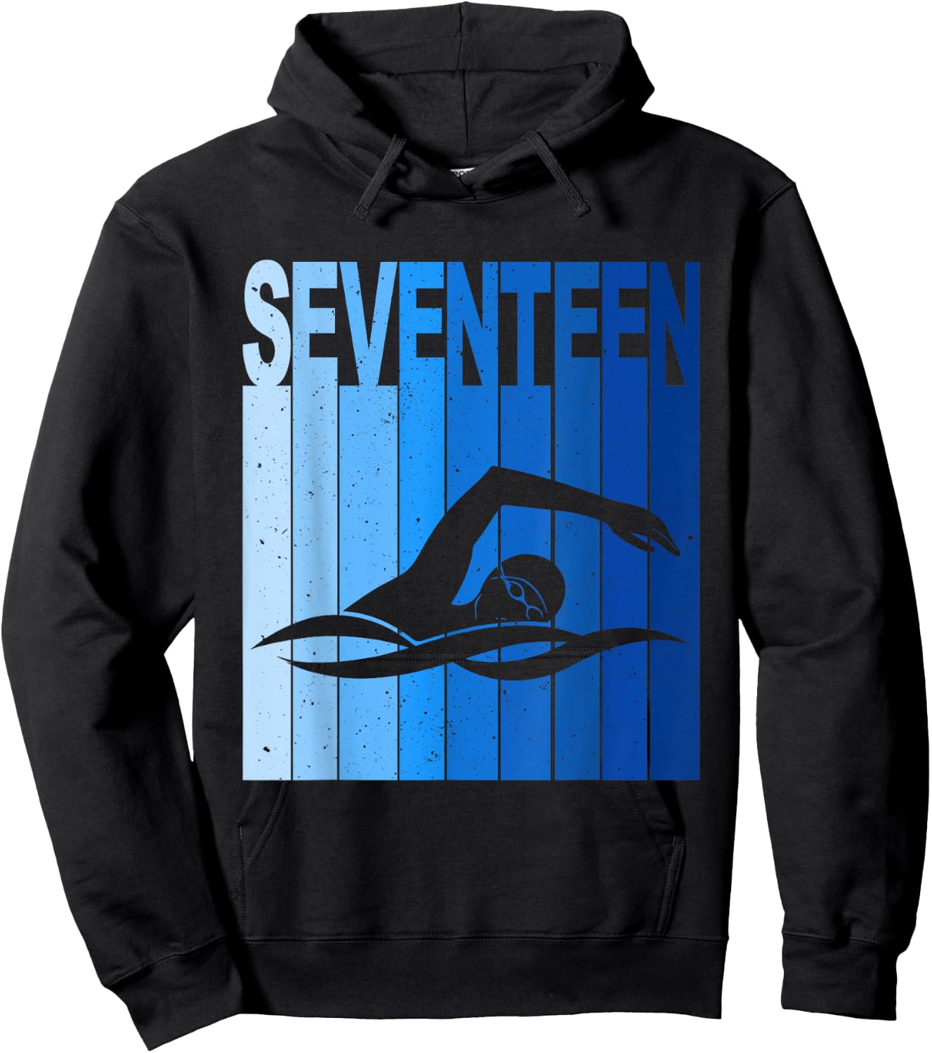 17th Birthday Swimming 17 Year Old Birthday Swimmer Hoodie - Hoodie | Black