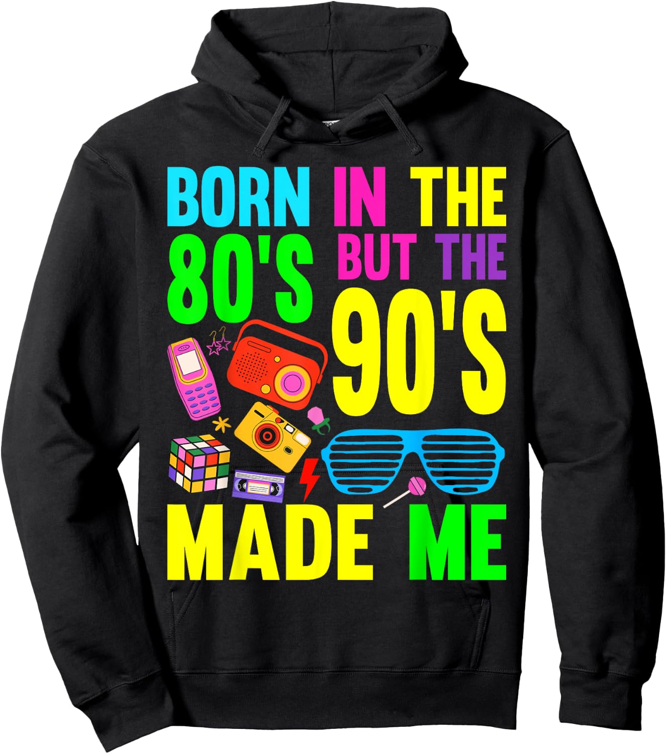 Born in the 80s but 90s Made Me Vintage Cassette Hoodie - Hoodie | Black