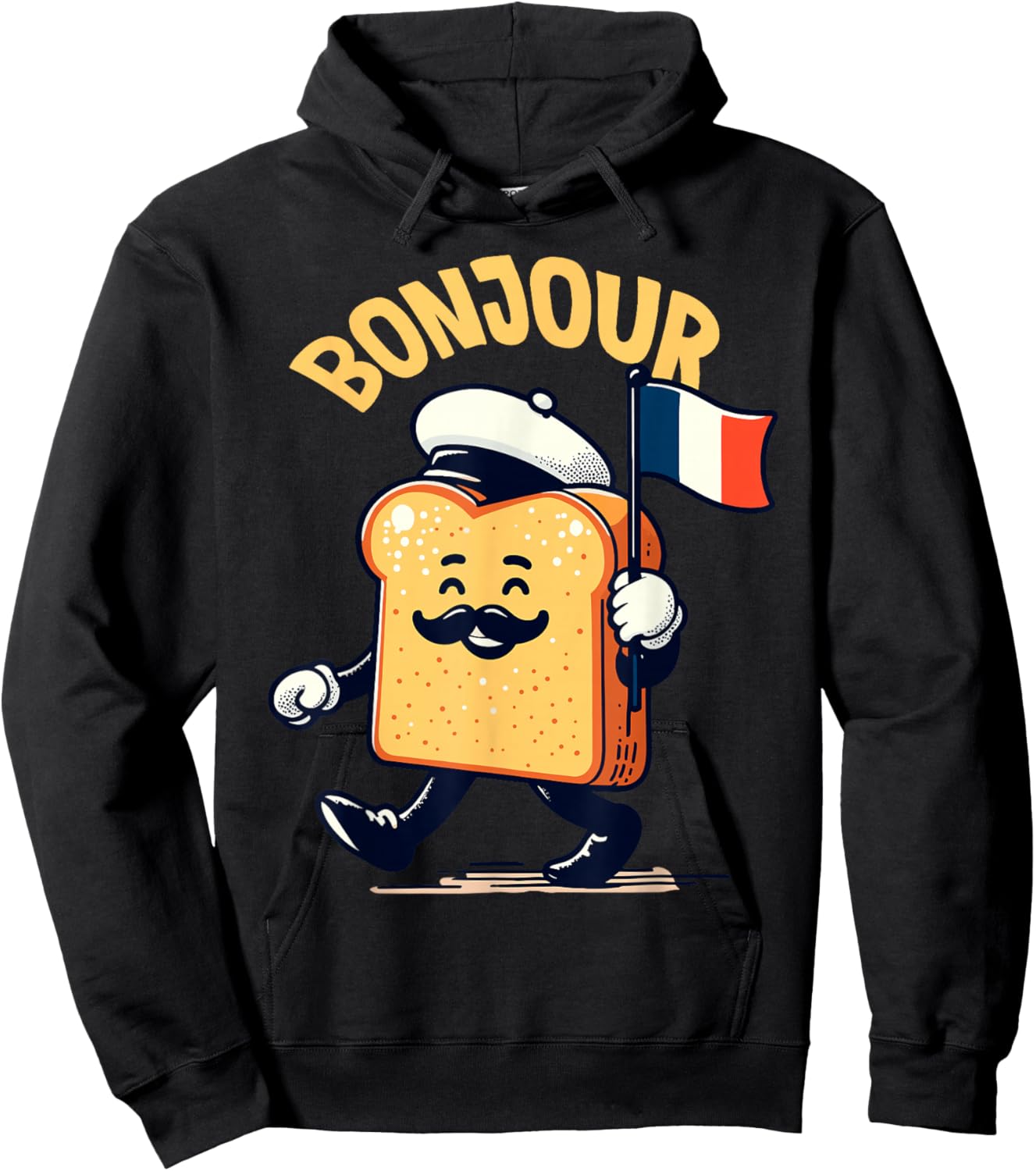 french bread toast bon jour cute kawaii French bread toast Hoodie - Hoodie | Black