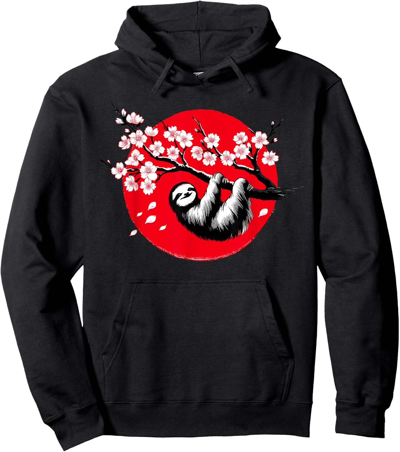 Kawaii Sloth Anime Japan Sakura Men Women Kids Funny Sloth Hoodie - Hoodie | Black