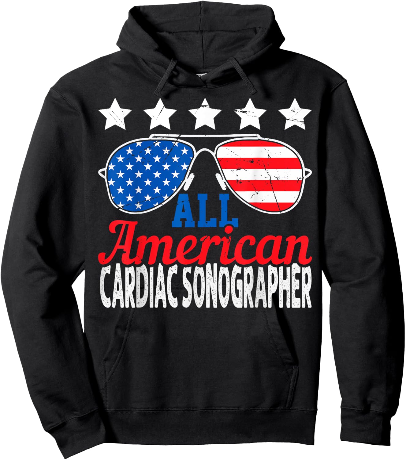 All American Cardiac Sonographer USA Sunglasses 4th of July Hoodie - Hoodie | Black