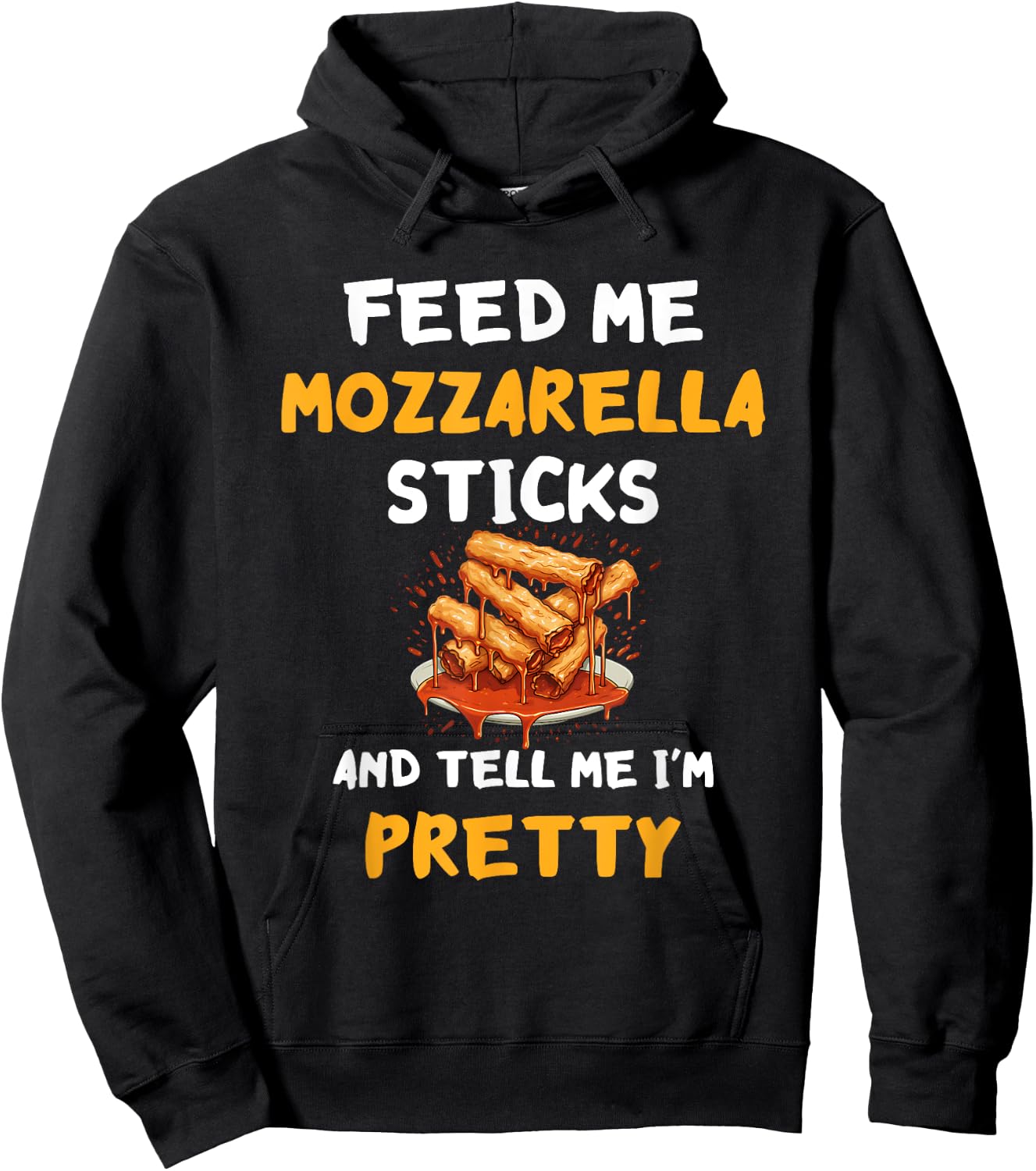 Mozzarella Sticks Mozzarella Cheese Feed Me Cheesy Melted Hoodie - Hoodie | Black
