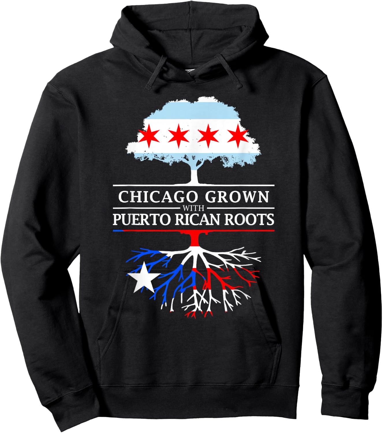 Chicago Grown with Puerto Rican Roots - Puerto Rico Hoodie - Hoodie | Black