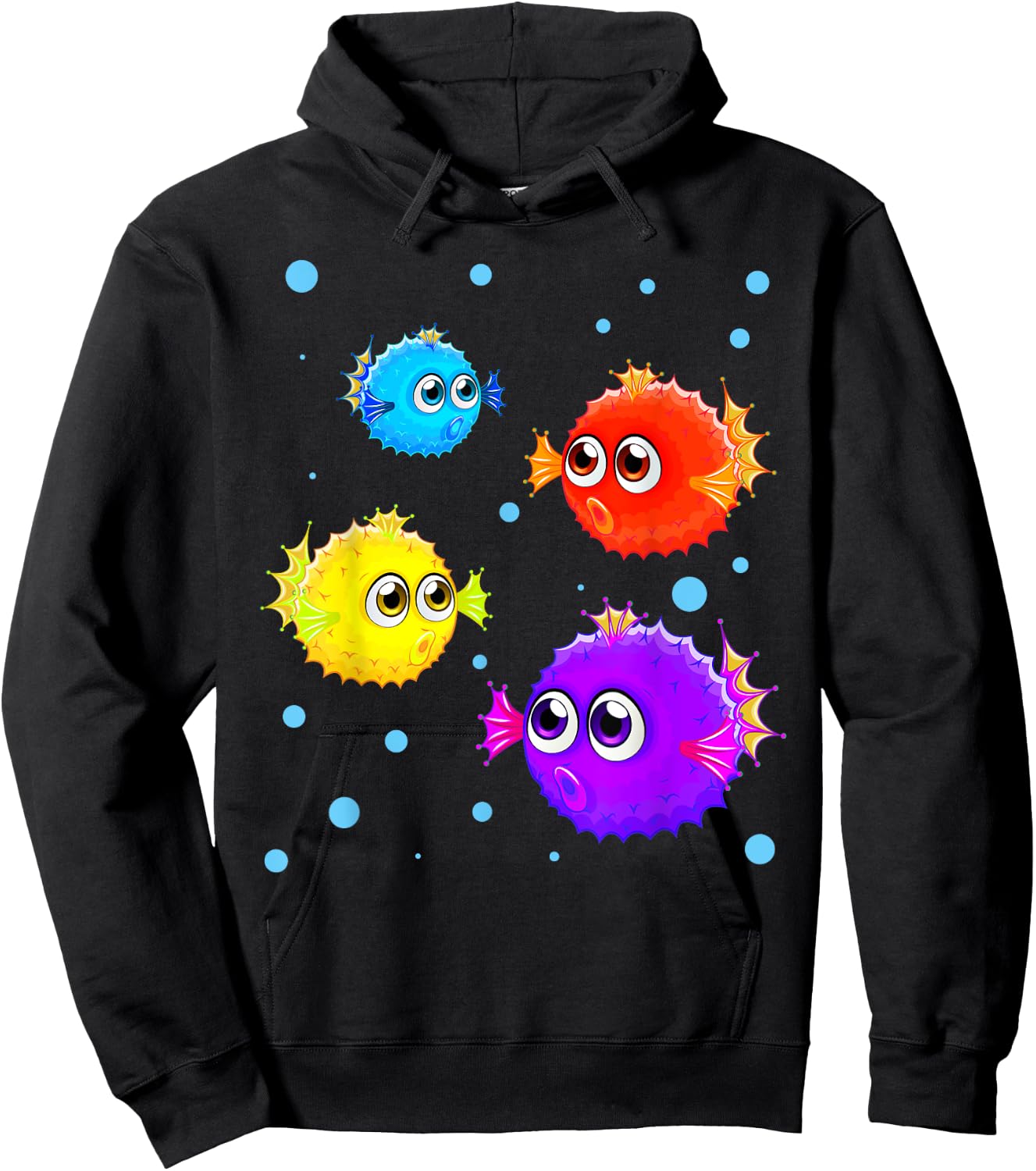 Colorful Puffer Fish Boys Girls Blowfishes Hoodie - Hoodie | Black