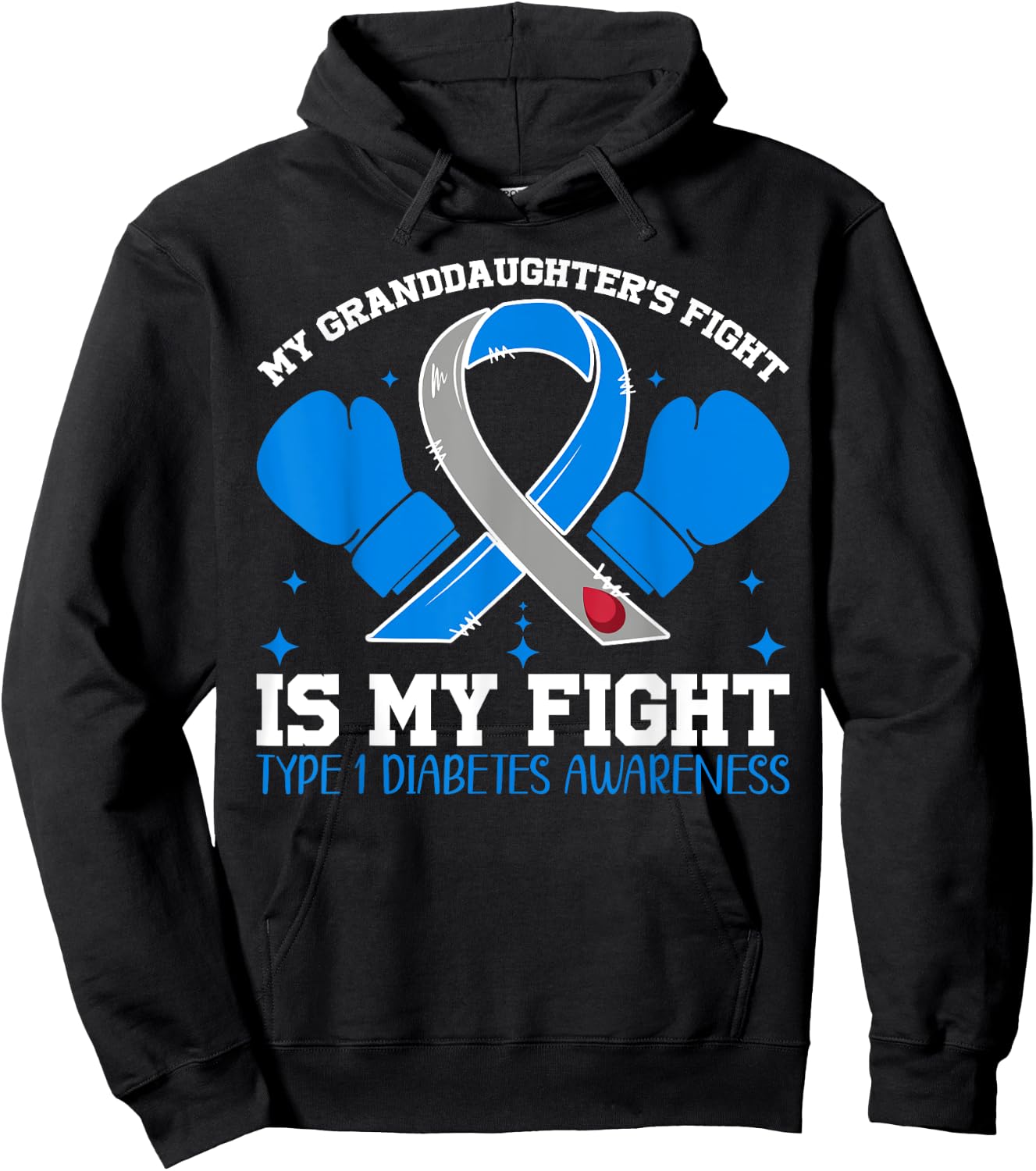 T1D Type One Diabetes Awareness Type 1 Grandma Granddaughter Hoodie - Hoodie | Black