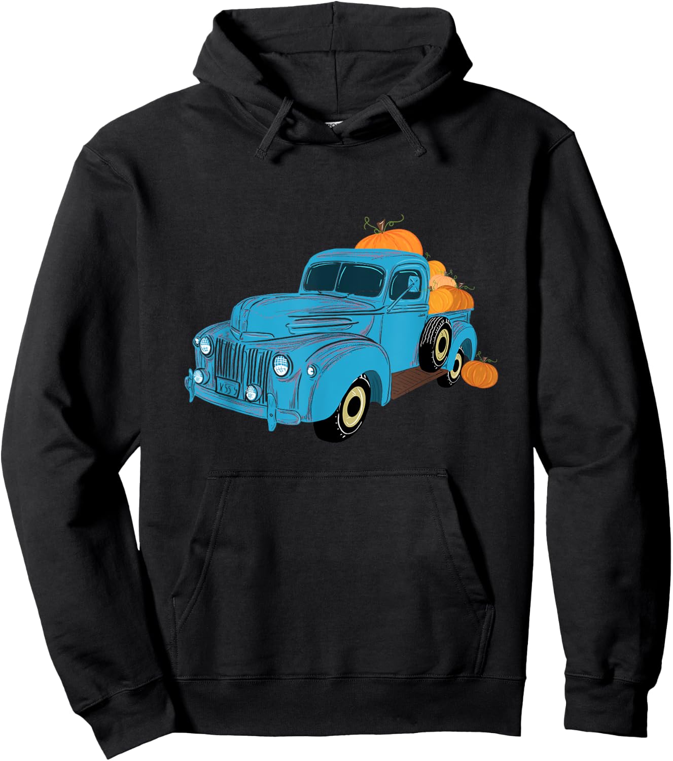 Fall Pumpkin Harvest Time Old Pickup Farm Truck Hoodie - Hoodie | Black