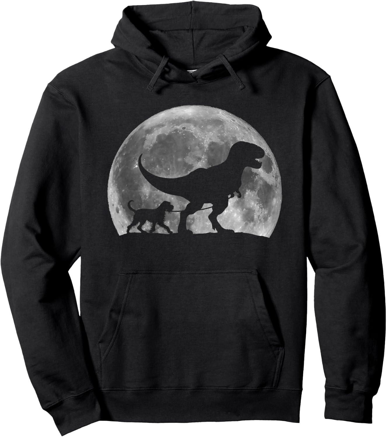 T Rex Walking a Dog Wirehaired Pointing Griffon Halloween Men Women Kids Hoodie - Hoodie | Black