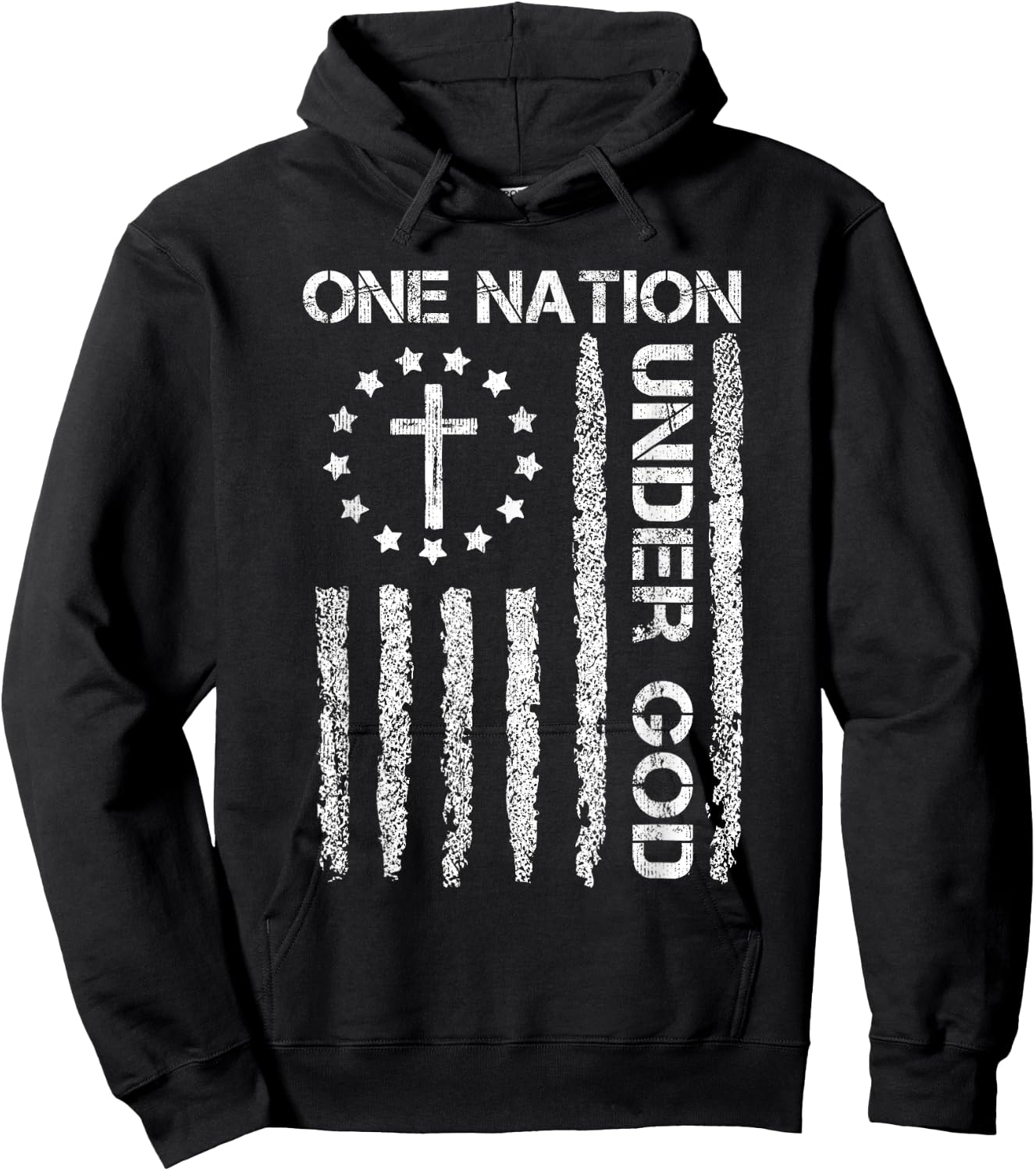 One Nation Under God USA Flag 4th July Christian Religious Men Hoodie - Hoodie | Black