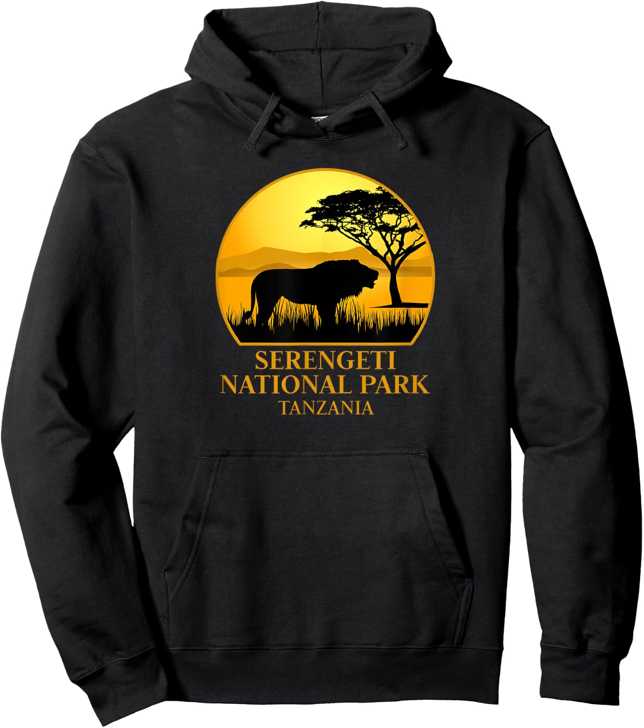 Serengeti National Park Africa Adult Black Cotton Polyester Small Short Sleeve Classic Fit Pull On Hoodie - Hoodie | Black