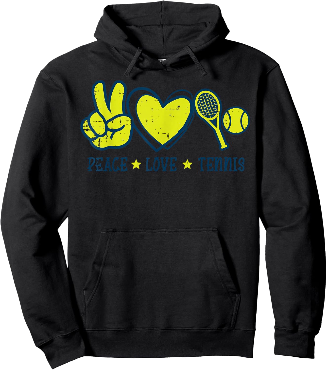 Peace Love Tennis Cool Player Coach Hippie Men Women Kids Hoodie - Hoodie | Black