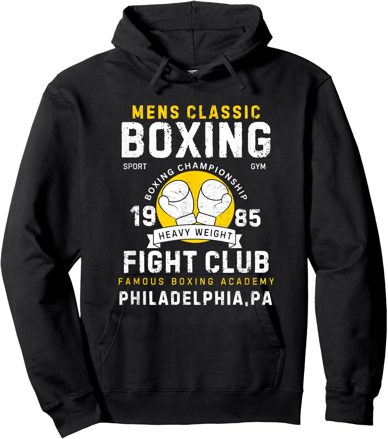 Vintage Style Boxing Gloves Heavyweight Philadelphia Hoodie - Hoodie | Black
