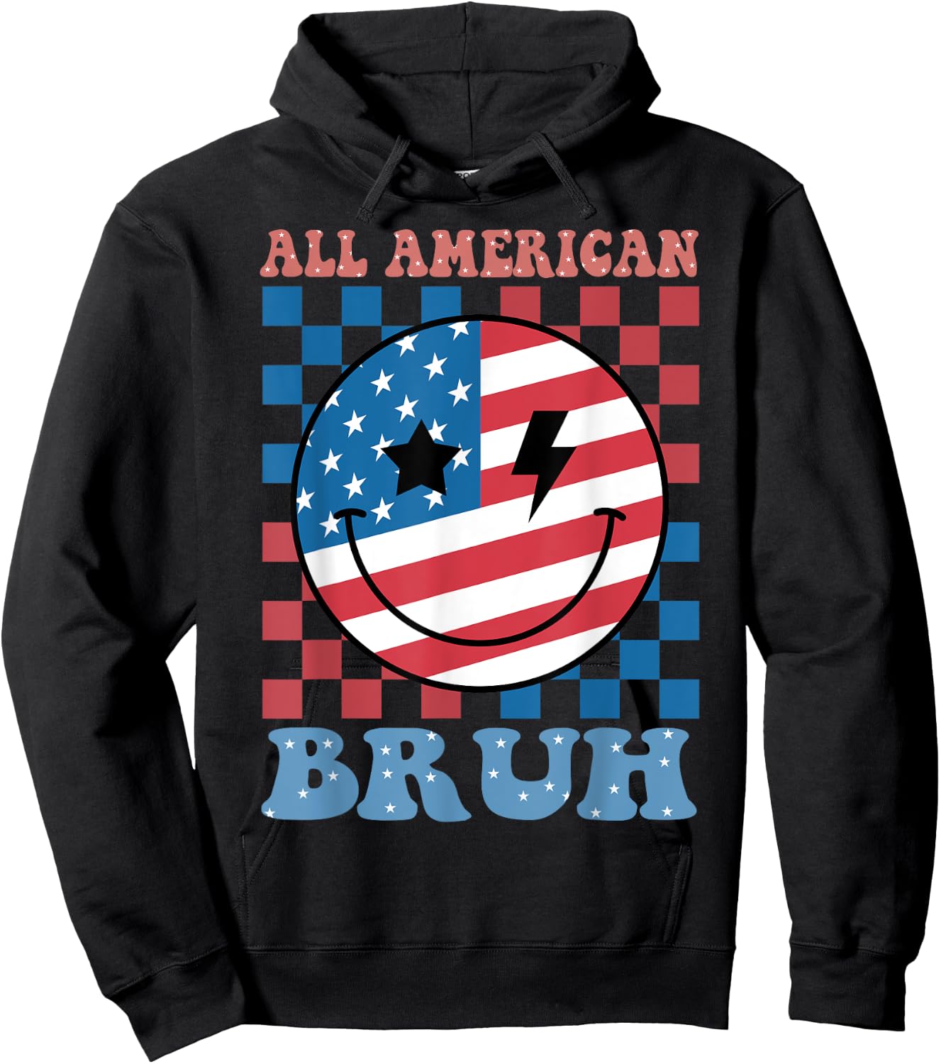 All American Bruh 4th July-Shirt USA Flag Funny Boy Toddler Hoodie - Hoodie | Black