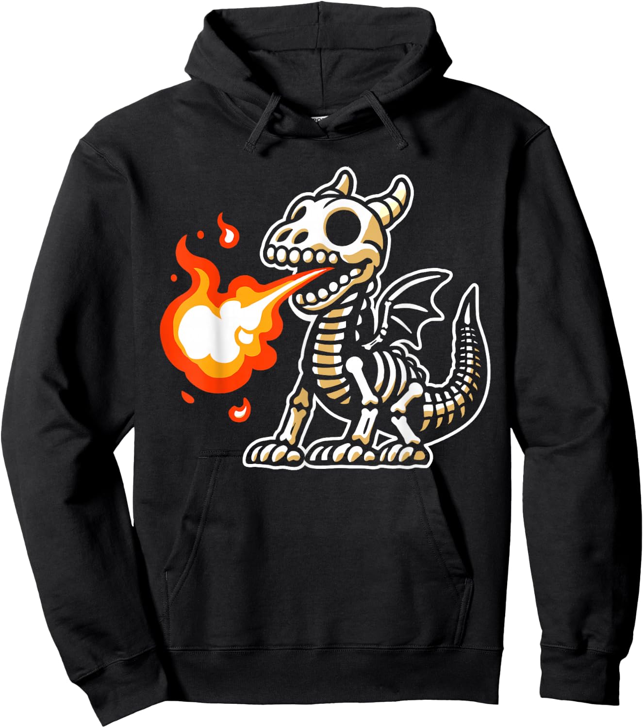Retro Spooky Dragon Skeleton X-Ray Boys Kids Hoodie - Hoodie | Black
