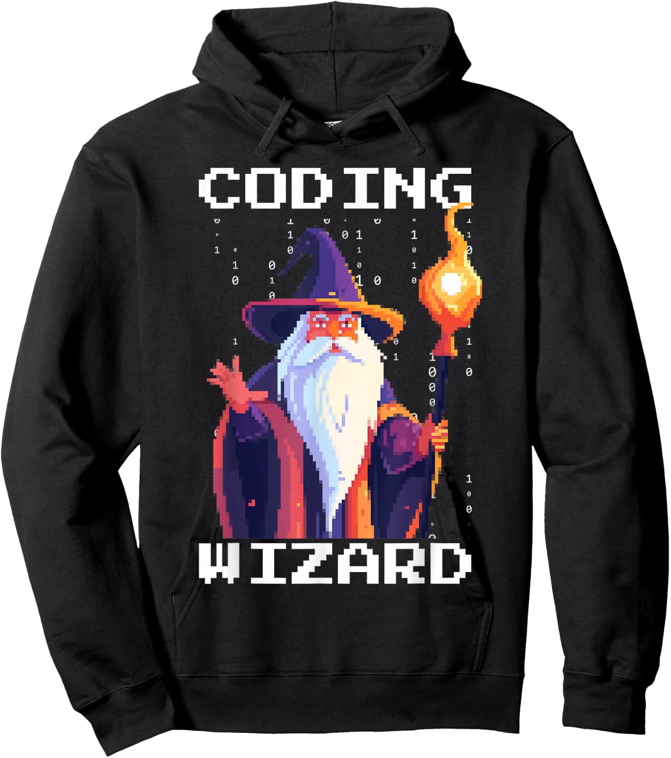 Programmer 8-Bit Pixel Art Coder Coding Wizard Hoodie - Hoodie | Black