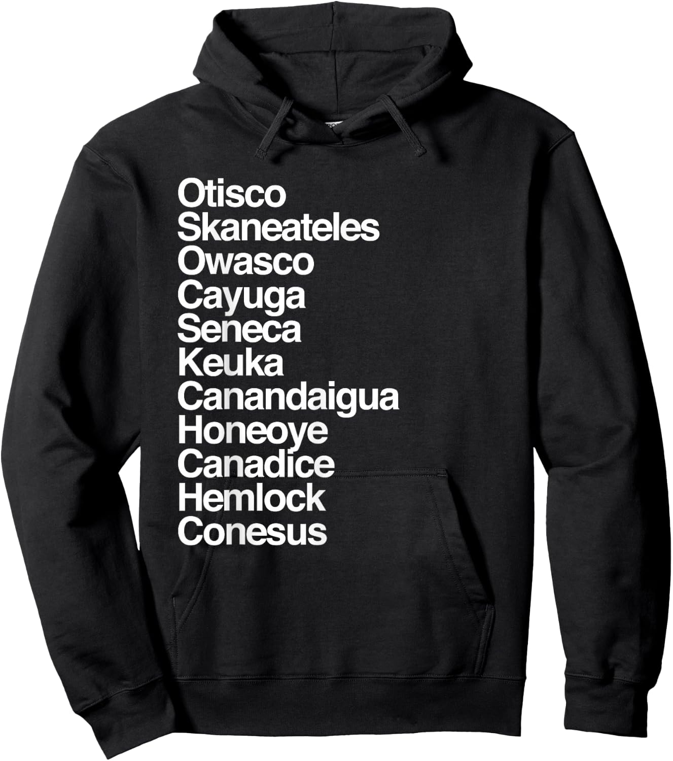 Finger Lakes NY Finger Lakes Region Cayuga Seneca Keuka Hoodie - Hoodie | Black
