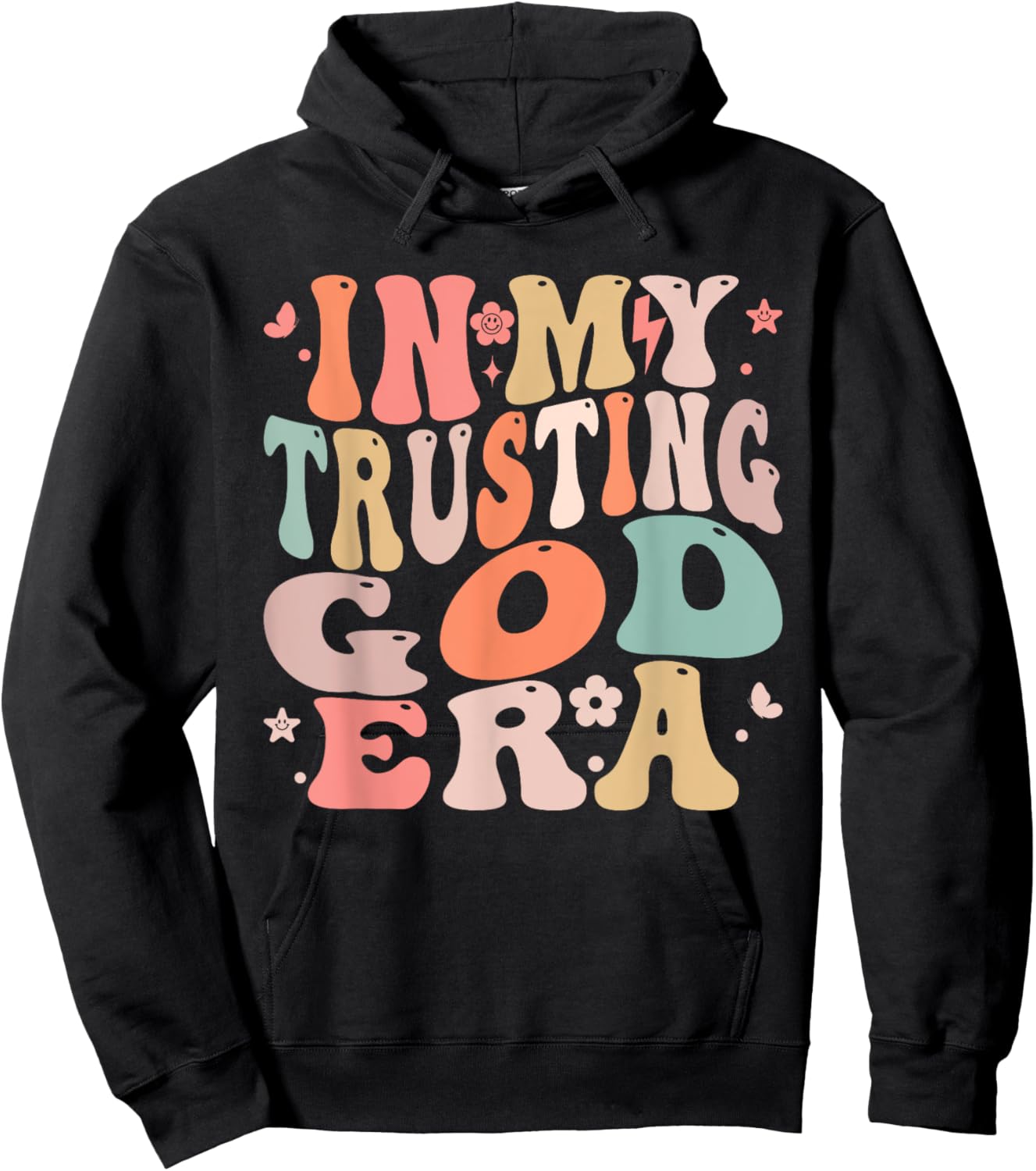 In My Trusting God Era Groovy Faith-Inspired Hoodie - Hoodie | Black