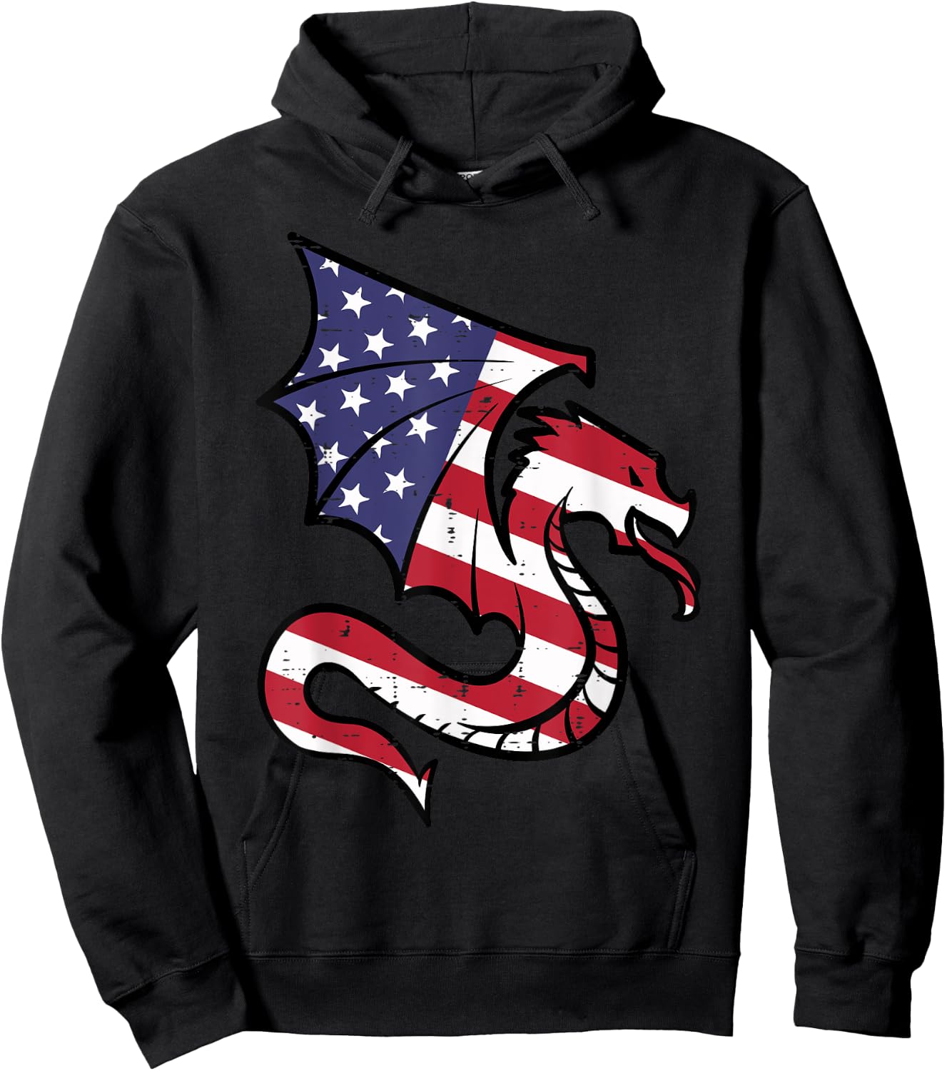 4th Of July Dragon American Flag Patriotic Men Women Kids Hoodie - Hoodie | Black