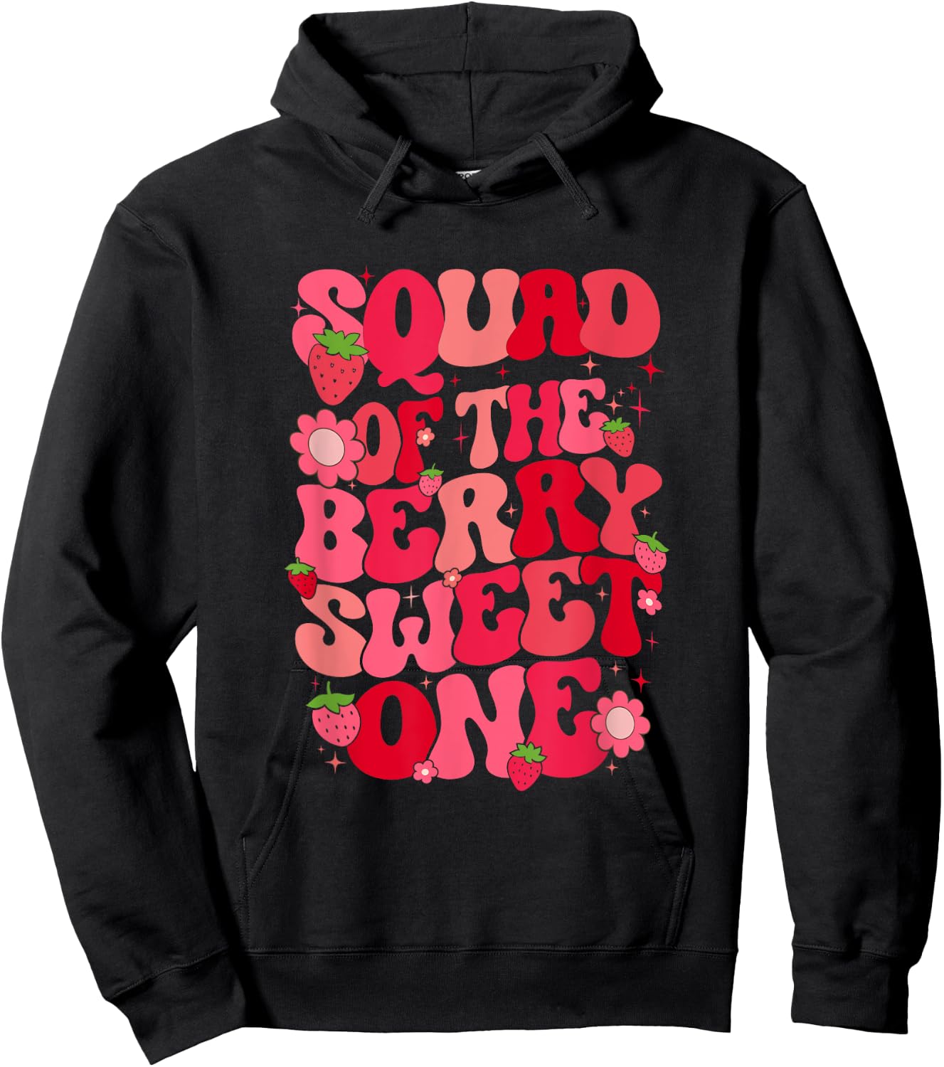 Squad Of The Berry Sweet One Strawberry First Birthday Hoodie - Hoodie | Black