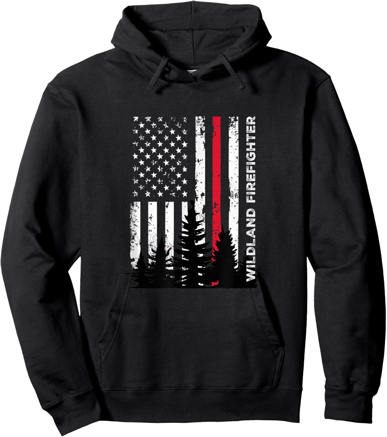Fireman Patriotic American Flag Quote Wildland Firefighter Hoodie - Hoodie | Black