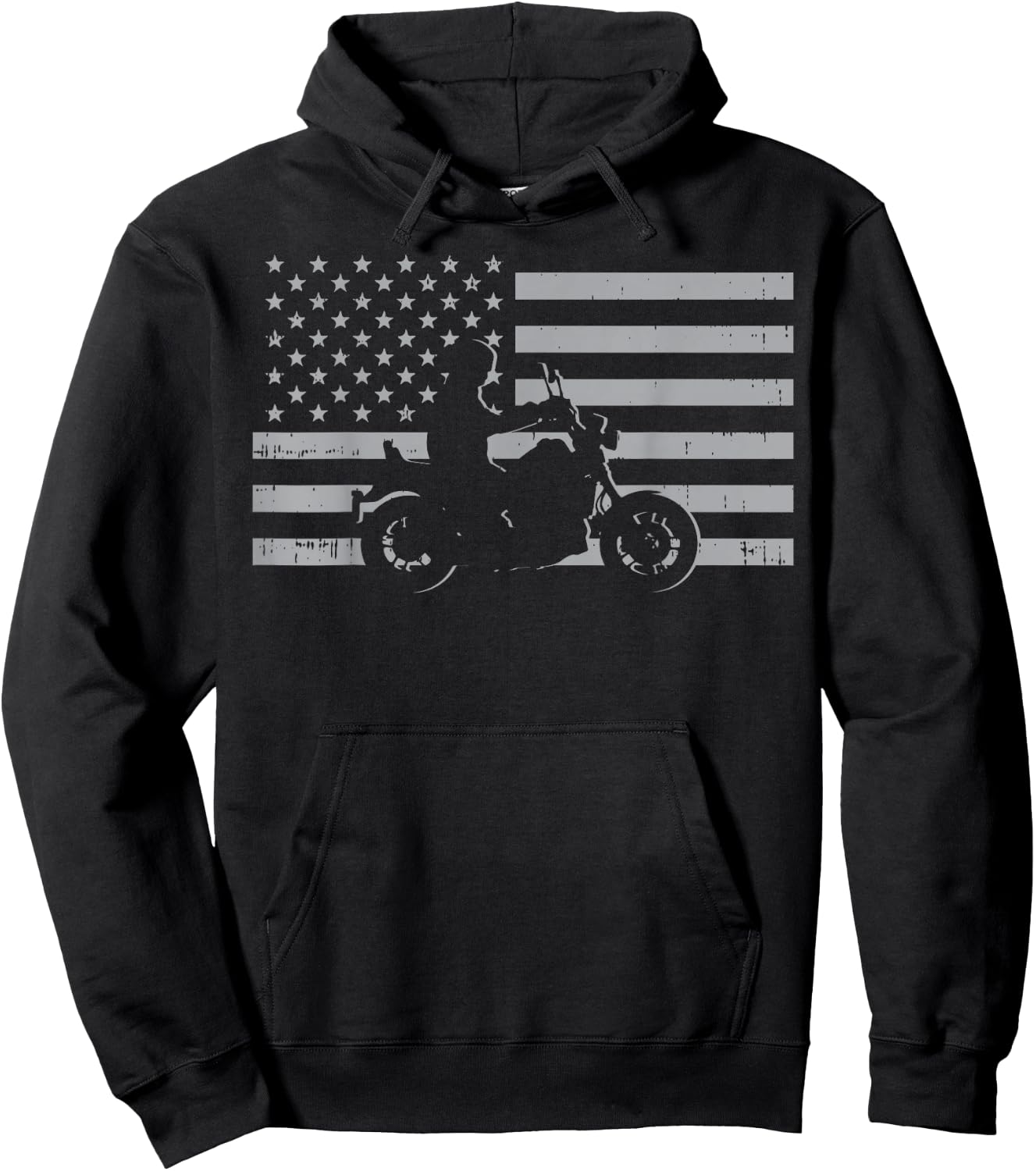 Motorcycle US Flag Biker Motorbike Men Women Kids Teen Youth Hoodie - Hoodie | Black