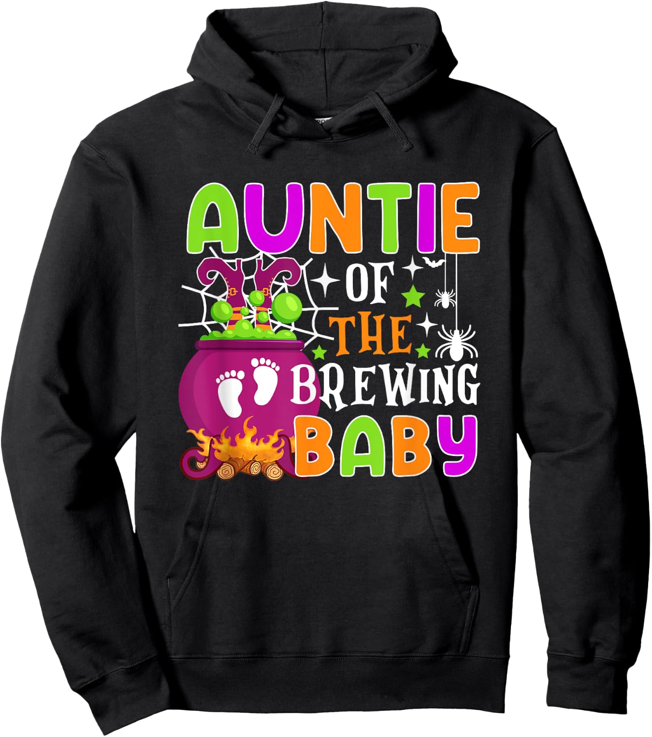 Auntie of Brewing Baby Halloween Theme Baby Shower Spooky Hoodie - Hoodie | Black