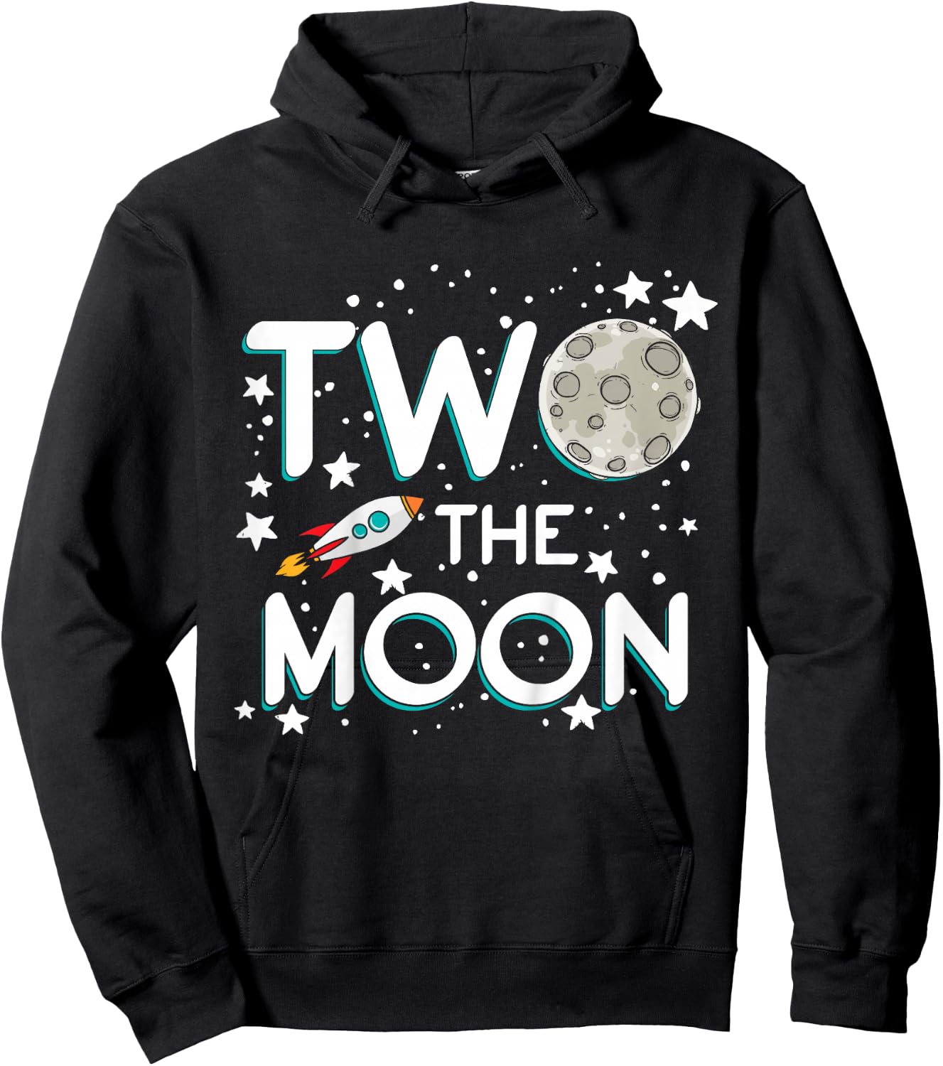 Two The Moon Toddler 2nd Birthday Gift 2 Year Old Hoodie - Hoodie | Black