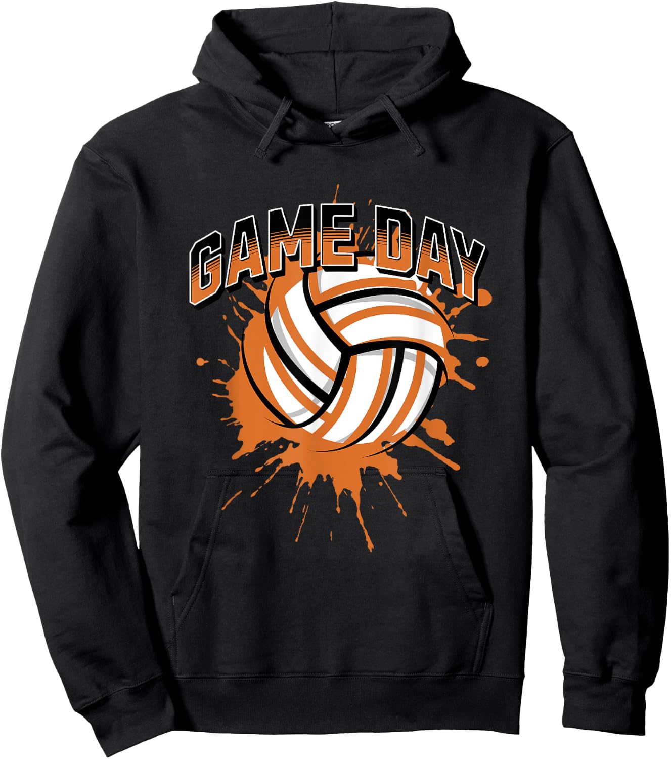 Volleyball Parents Team Game Day Orange Black & Gray Art Hoodie - Hoodie | Black