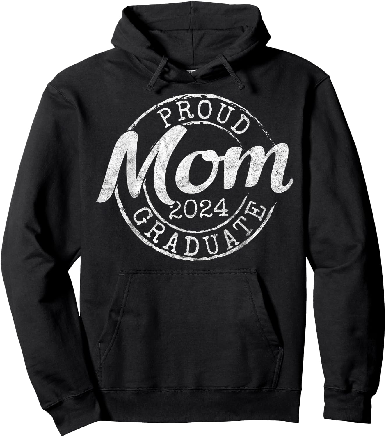 Proud Mom of a Senior 2024 Graduate Class Stamp Graduation Hoodie - Hoodie | Black