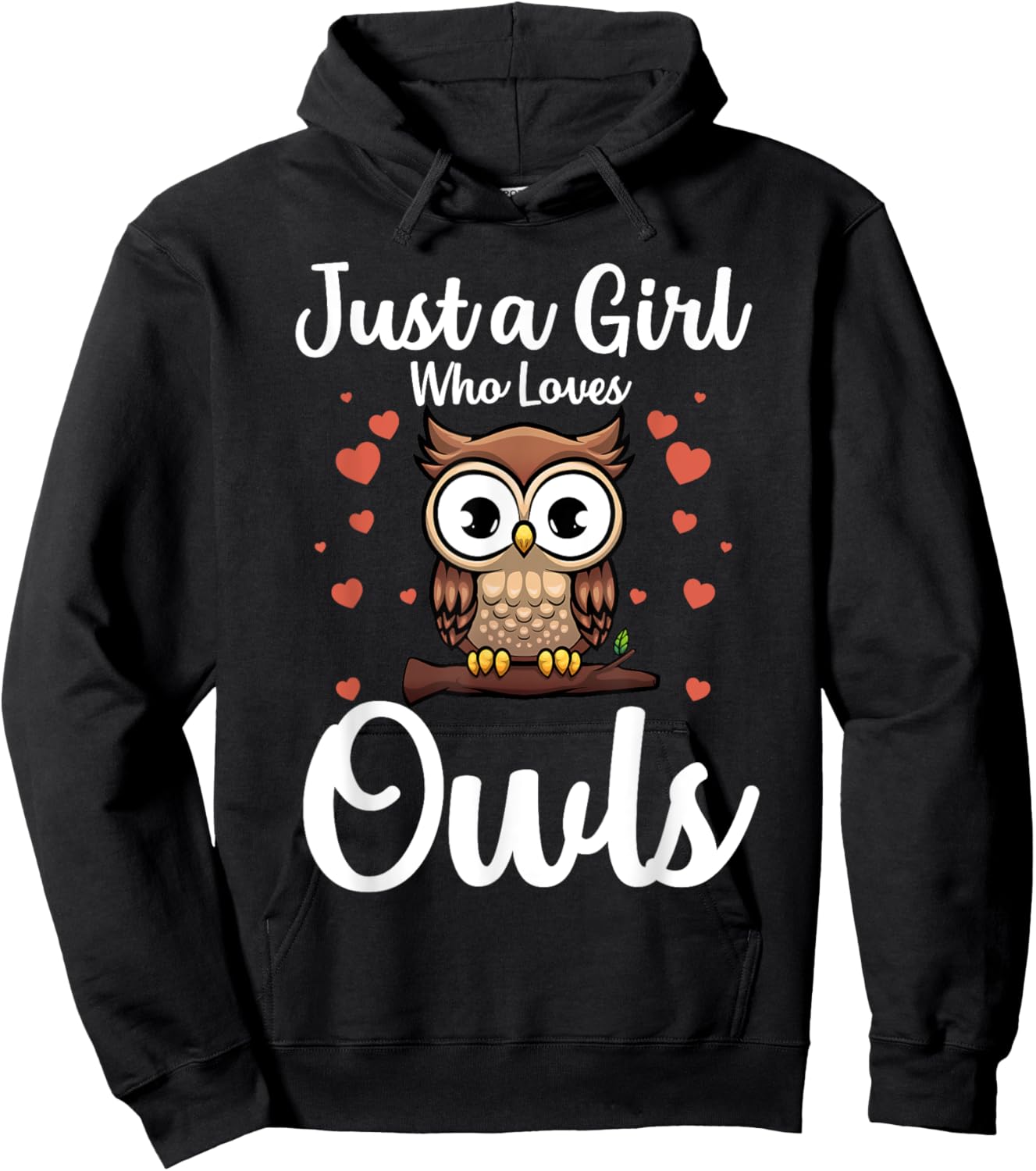 Funny Owl Themed Art Girls Kids Owl Lover Hoodie - Hoodie | Black