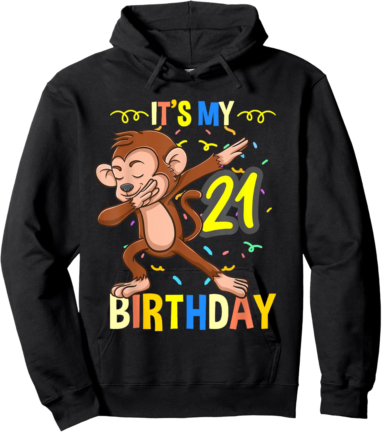 Its My 21st Birthday Dabbing Monkey Animal Hoodie - Hoodie | Black