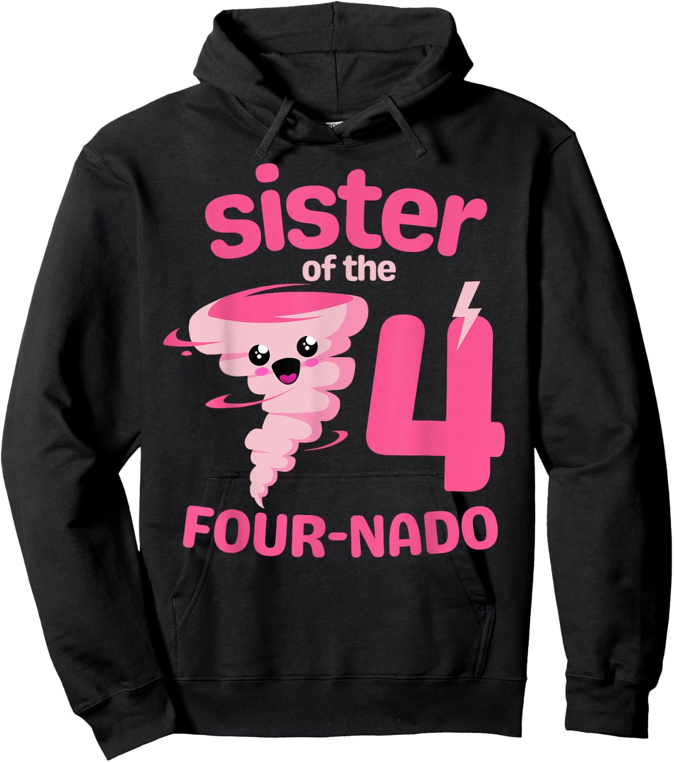 Sister of the Four-nado Tornado Theme 4th Birthday Party Hoodie - Hoodie | Black