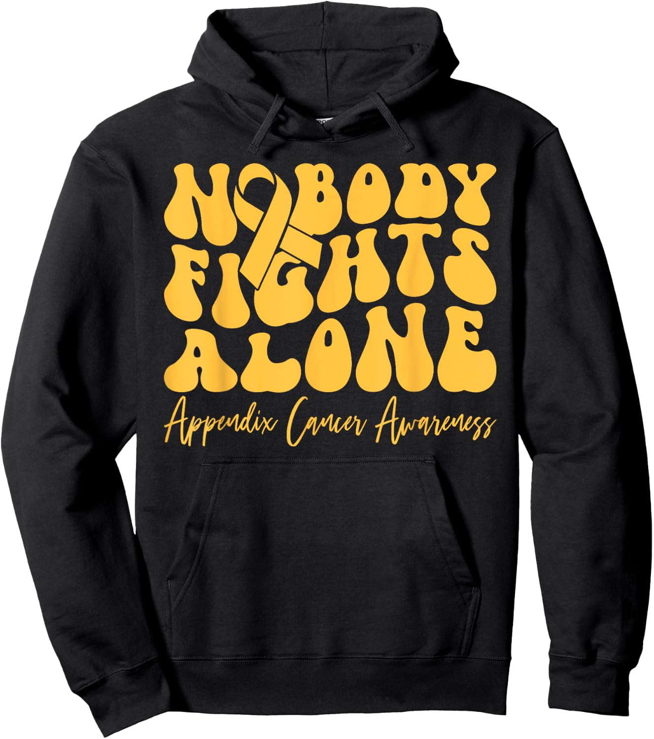 Appendix Cancer Awareness Retro Nobody Fights Alone Hoodie - Hoodie | Black