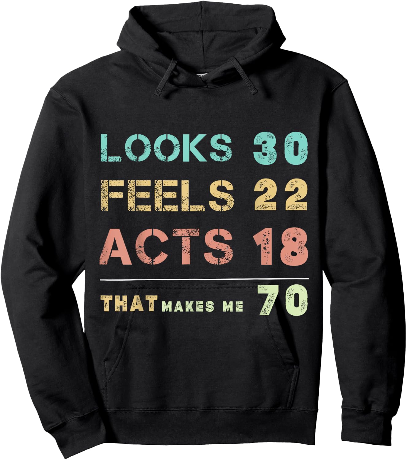 Looks 30 feels 22 acts 18 that makes me 70 happy 70th b day Hoodie - Hoodie | Black