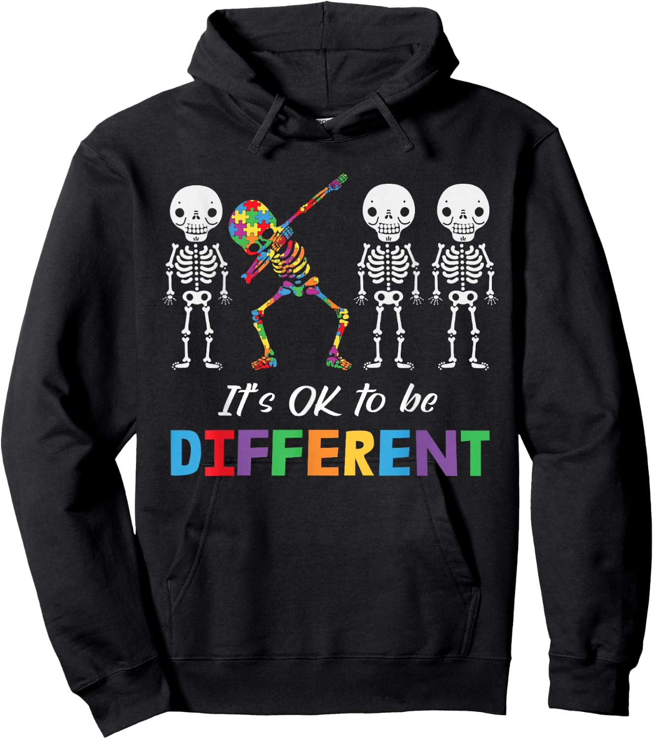 Autism Awareness Shirt Women Kid Its Ok To Be Different Hoodie - Hoodie | Black