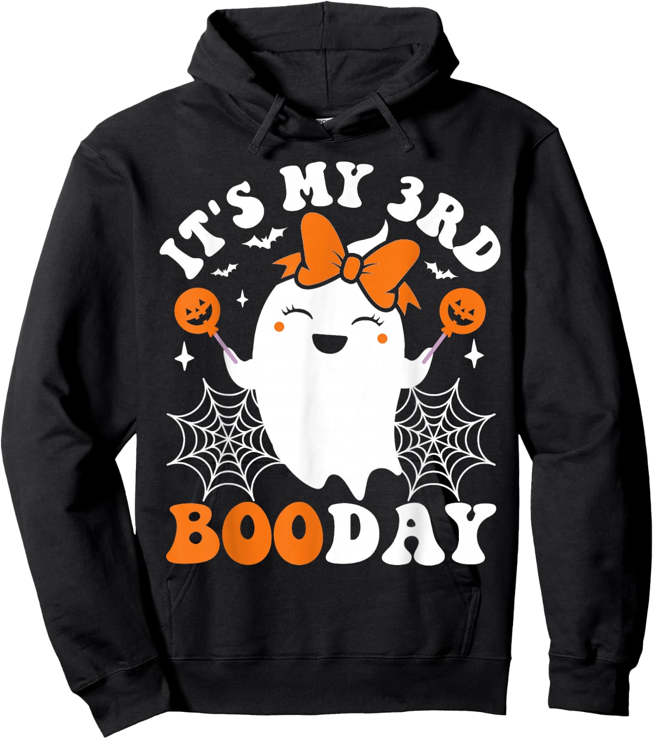 It's My 3rd Boo Day, Funny Halloween Ghost 3rd Birthday Girl Hoodie - Hoodie | Black