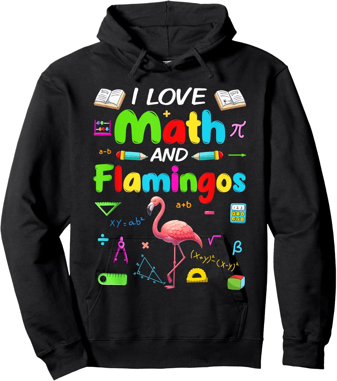 Love Math And Flamingos Students Teachers Costume Colorful Hoodie - Hoodie | Black