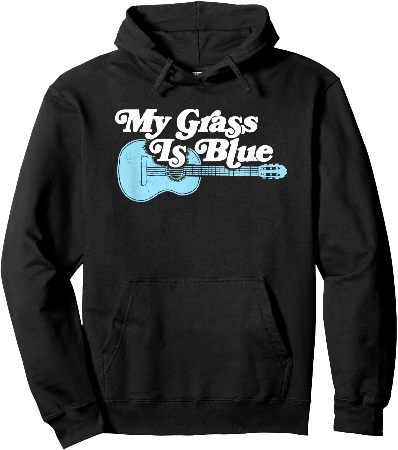 Vintage My Grass Is Blue Bluegrass Music Retro Guitar Hoodie - Hoodie | Black