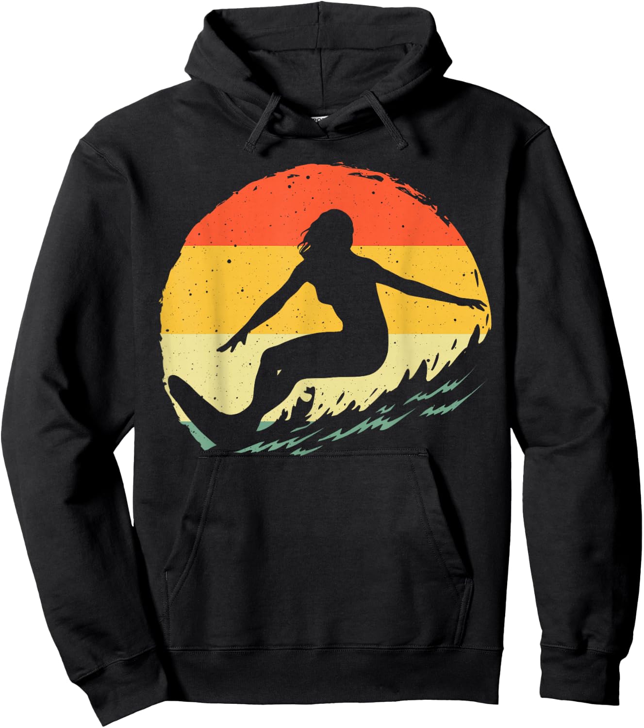 Surf Art Girls Beach Surfer Hawaiian Wave Surfing Hoodie - Hoodie | Black